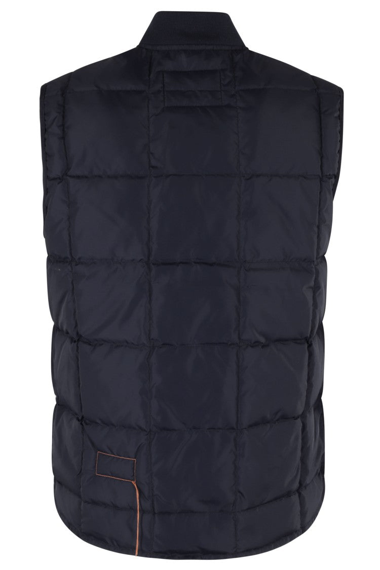 Fortela Quilted Woven Vest With High Collar
