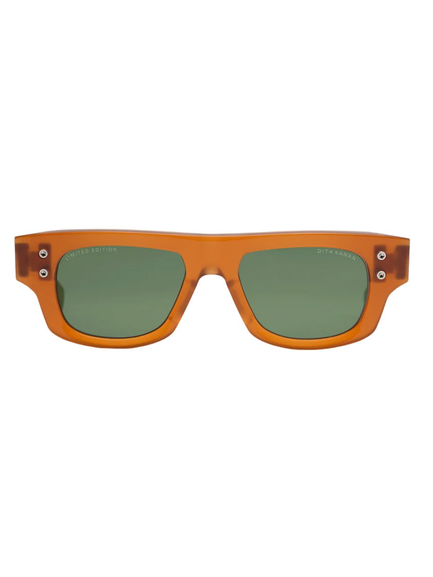 Dita Bold Rectangular Acetate Sunglasses With Green Lenses