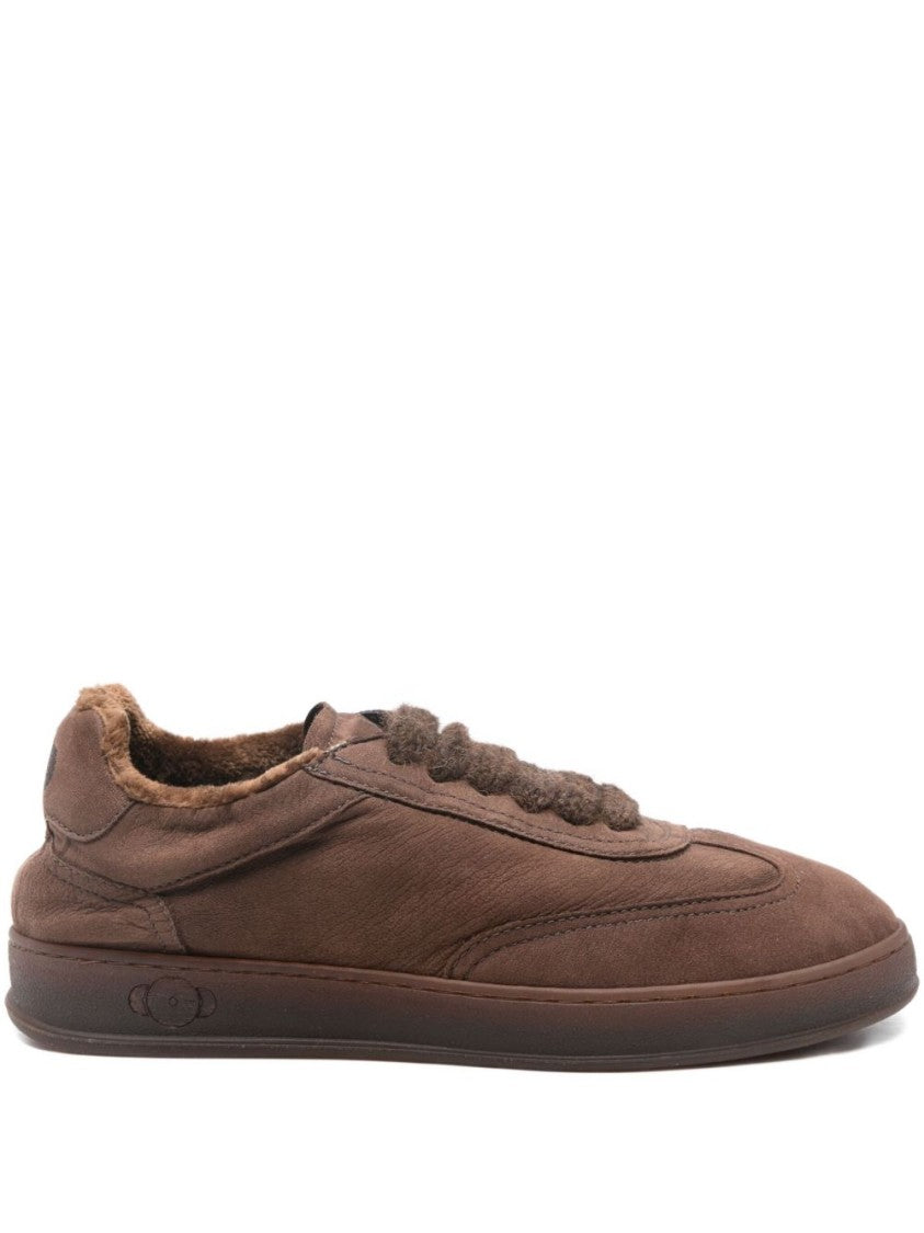 Soldini Low-Profile Brown Sneakers With Textured Laces