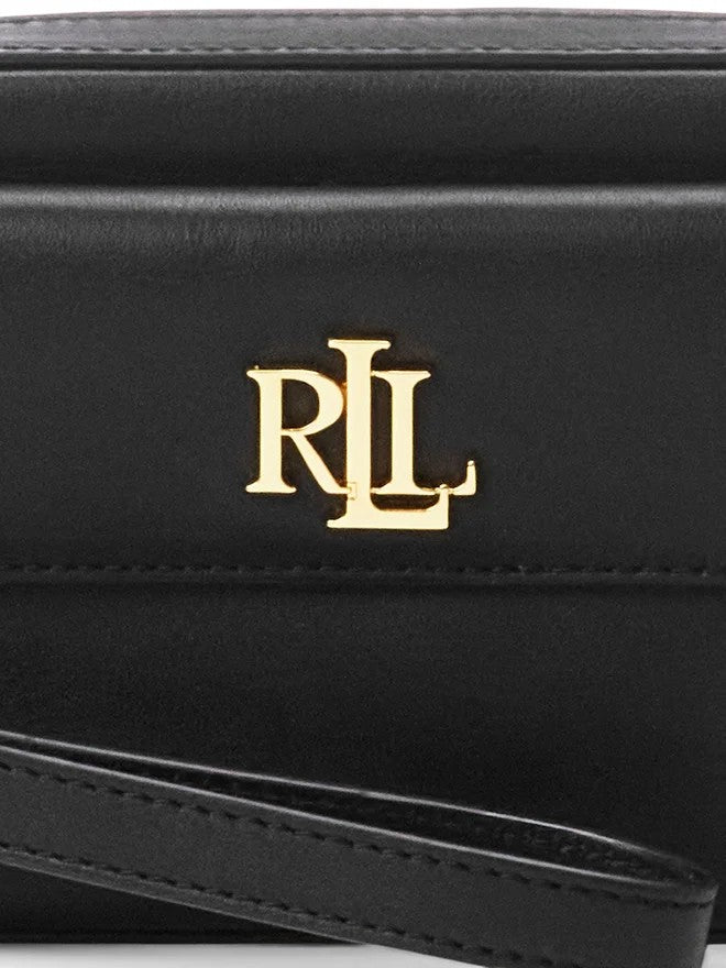 Lauren Ralph Lauren Compact Black Pouch Bag With Gold Emblem