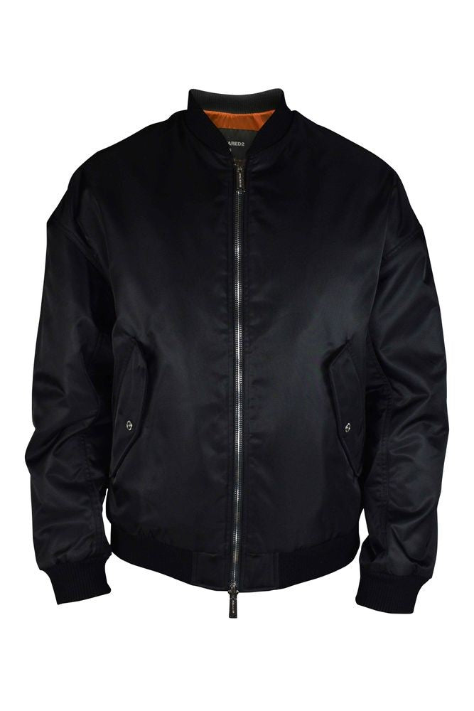 Dsquared2 Nylon Bomber Jacket With Graphic Velcro Straps