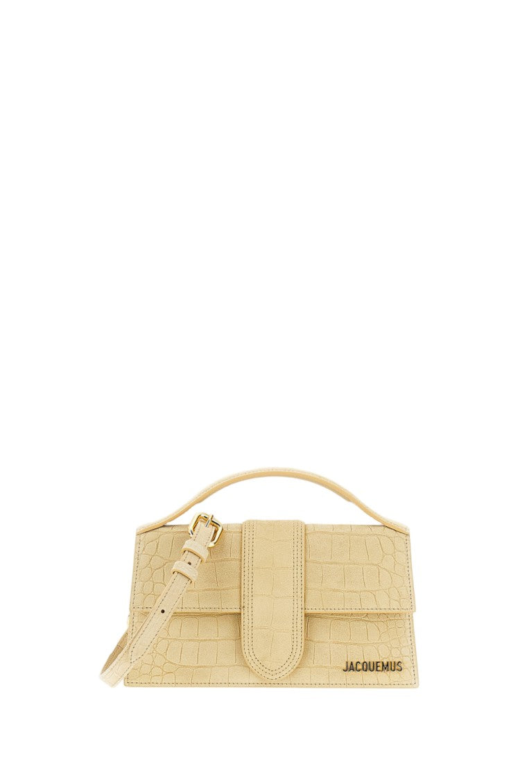 Jacquemus Beige Le Grand Bambino Croc-Effect Suede Bag