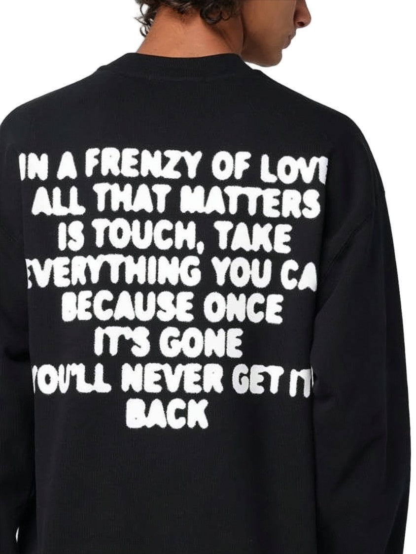 Msgm Long-Sleeve Black T-Shirt With Graphic Detailing