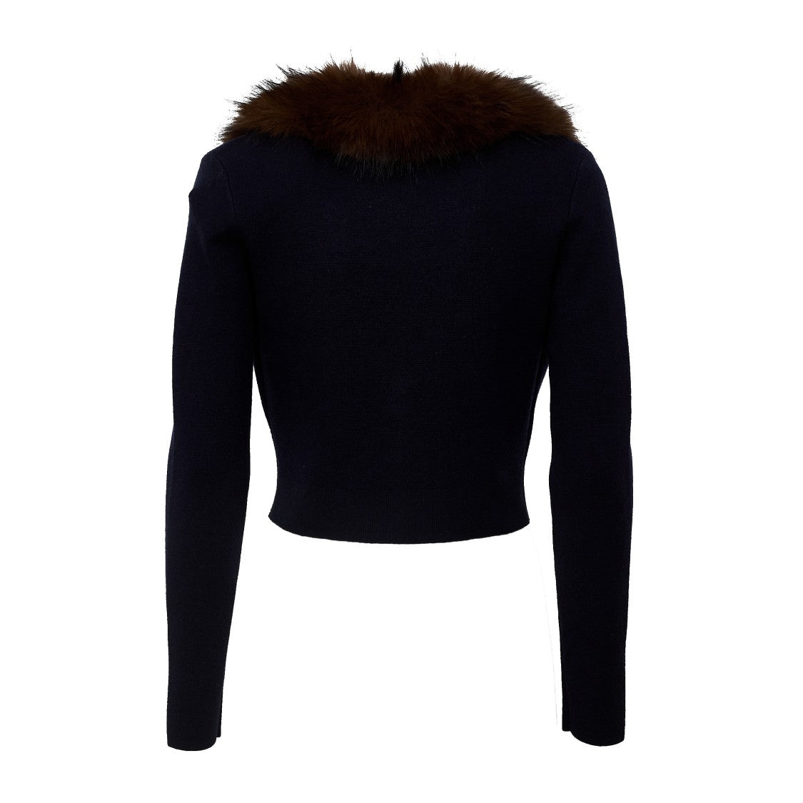 Self-Portrait Navy Faux Fur Knit Cardigan