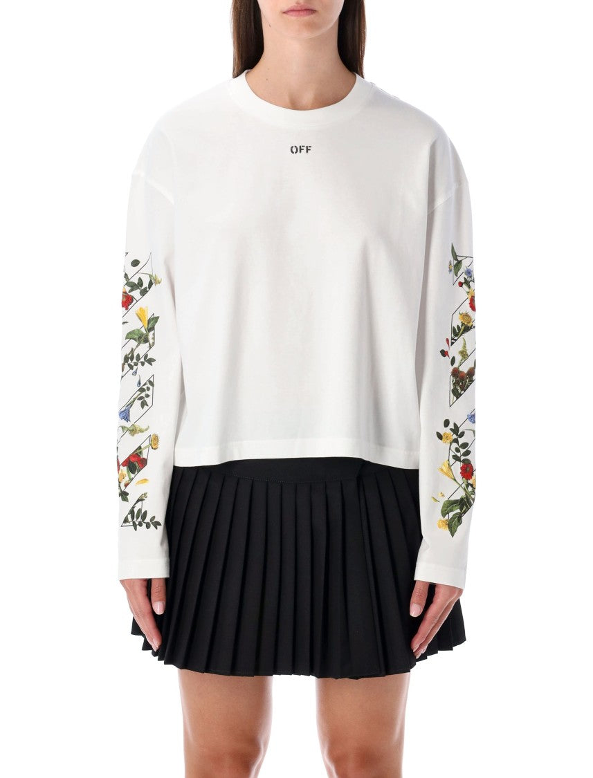 Off-White Embroidered Floral Arrow Long-Sleeve T-Shirt