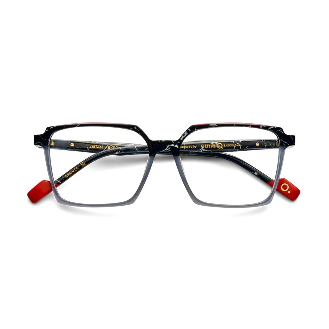 Etnia Barcelona Zeitan Marbled Black Square Frame Sunglasses With Red Accents