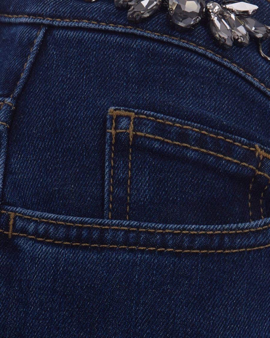 Liu Jo Flare Leg Jeans With Side Embellishments In Dark Wash