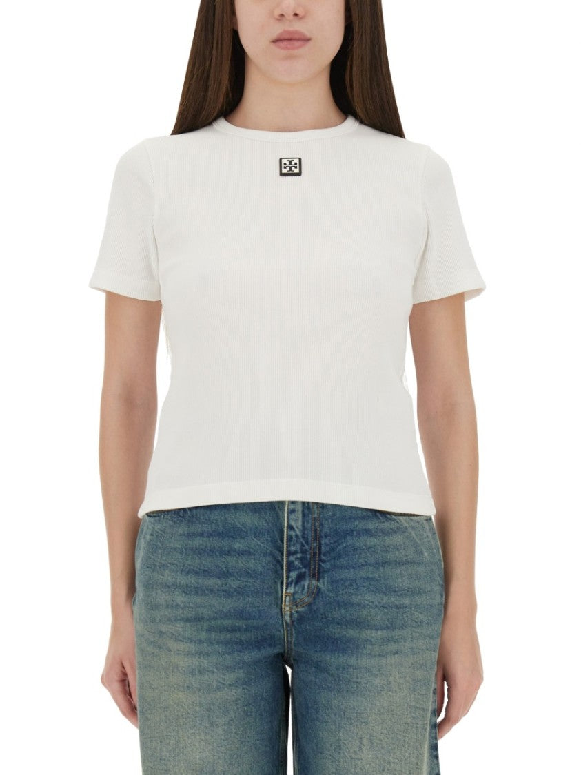 Tory Burch Ribbed Cotton T-Shirt