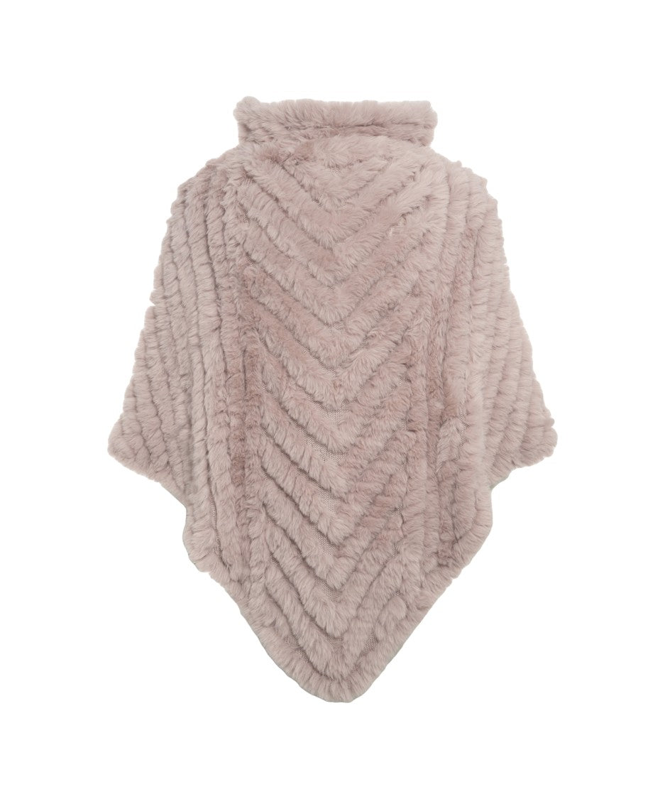 Liu Jo Faux Fur Poncho With Chevron Pattern