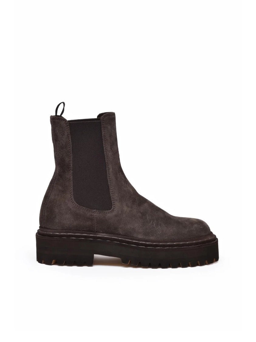 Officine Creative Brown Suede Block-Heel Ankle Boots
