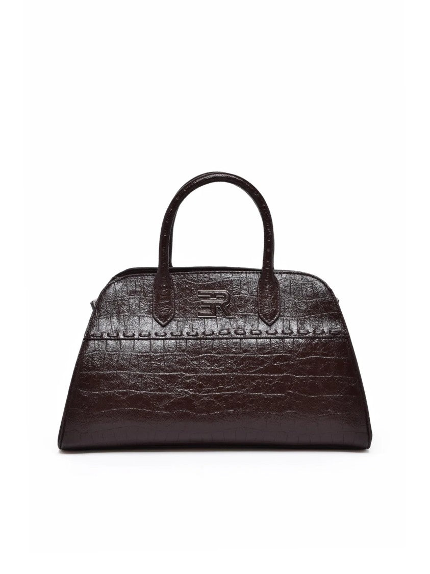 Ermanno Firenze Crocodile-Embossed Vienna Satchel Handbag