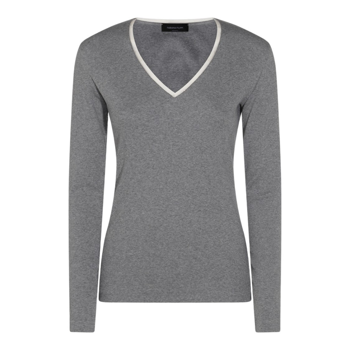 Fabiana Filippi Fitted Grey Sweater With V-Neckline