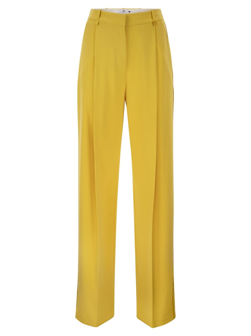 Elisabetta Franchi Lightweight Crepe Trousers With Charm Logo
