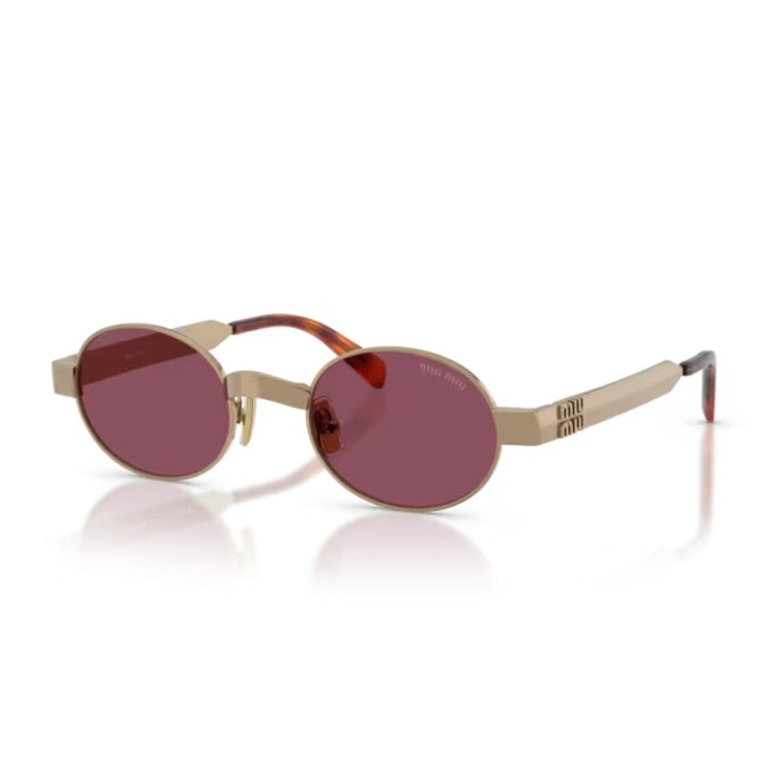 Miu Miu Gold Metal Rétro Oval Sunglasses