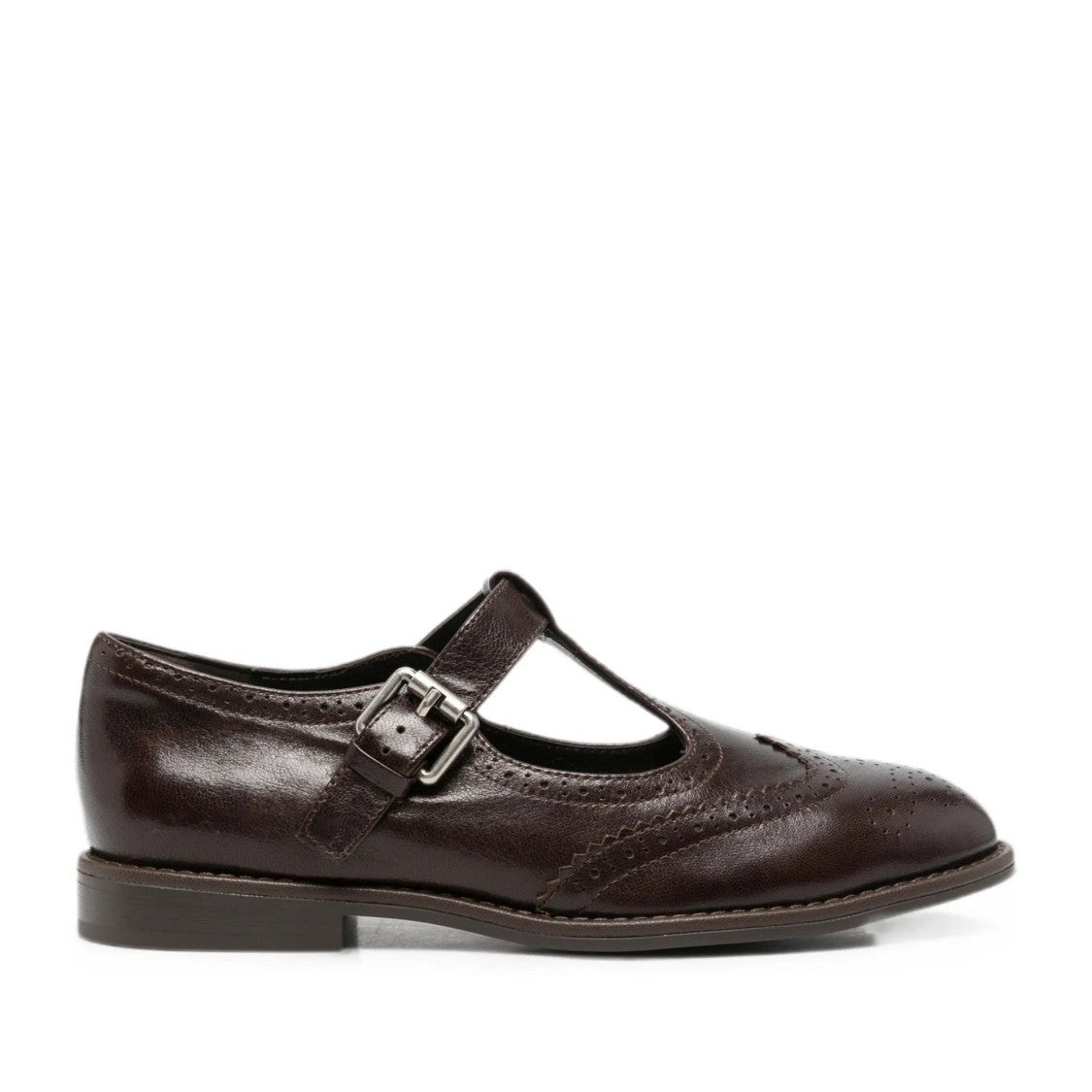 Adrianna Feretti Brown T-Strap Leather Loafers