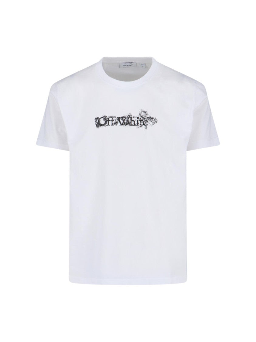Off-White Graphic Crew Neck T-Shirt With Distressed Arrow Design
