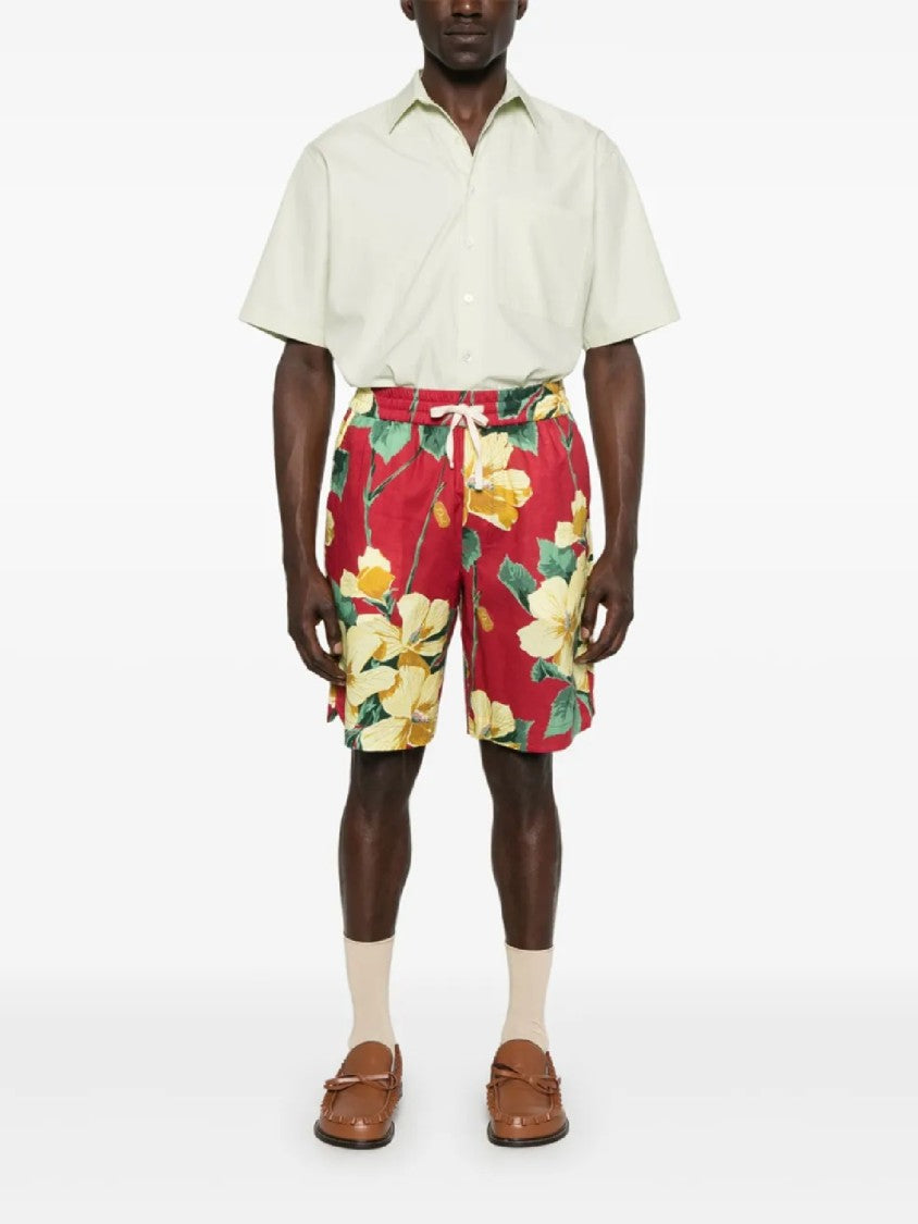 Drôle De Monsieur Relaxed-Fit Red Floral Print Shorts