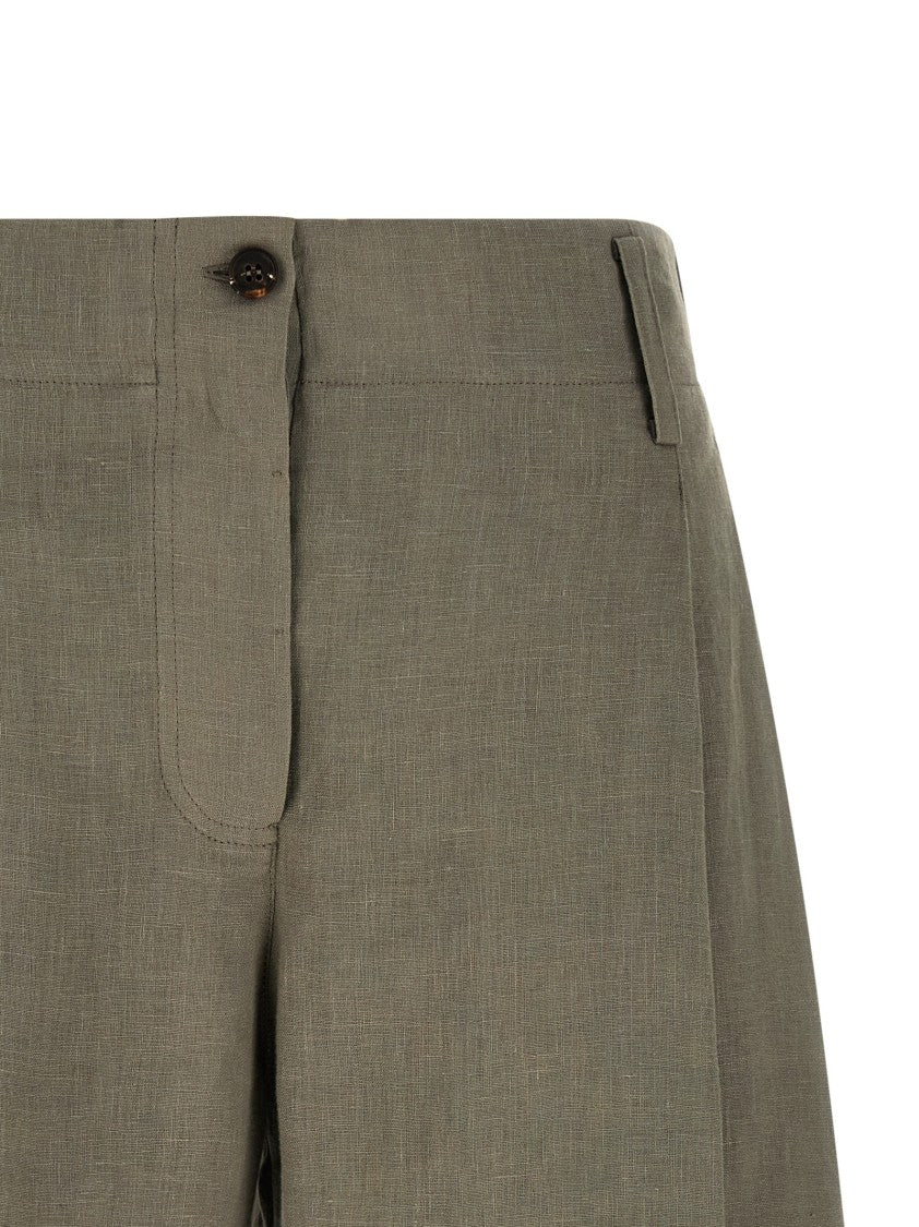 Brunello Cucinelli Wide-Leg Linen Shorts With Double Pleats