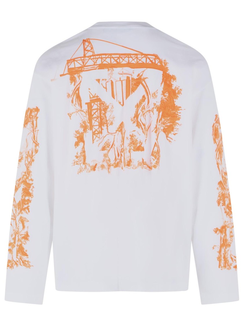 Off-White Loose Fit Long-Sleeved Cotton T-Shirt
