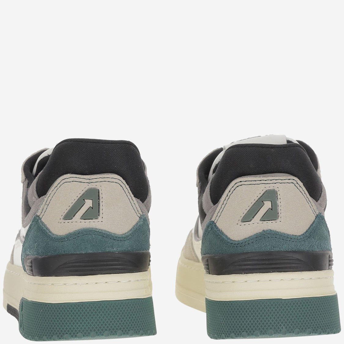 Autry Suede And Mesh Sneakers With Contrast Heel And Logo Accents