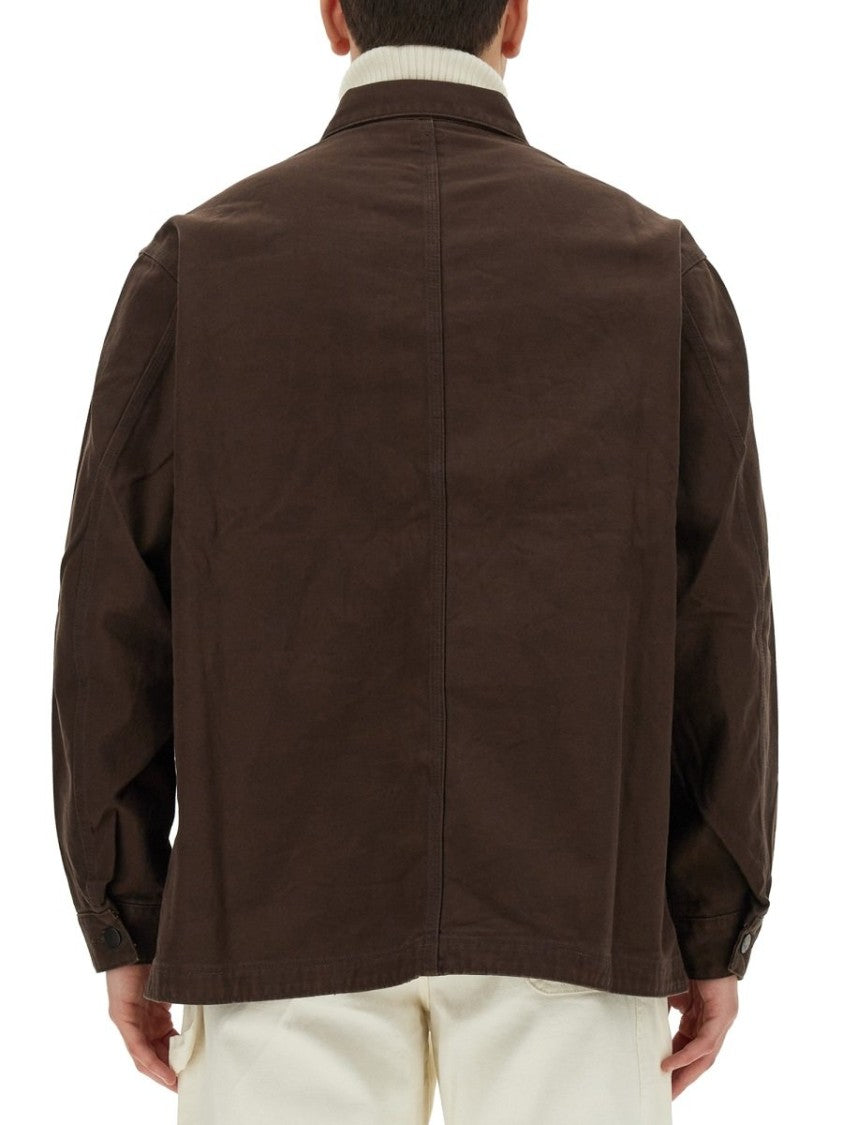 South2 West8 Brown Utility Jacket With Classic Collar And Structured Silhouette