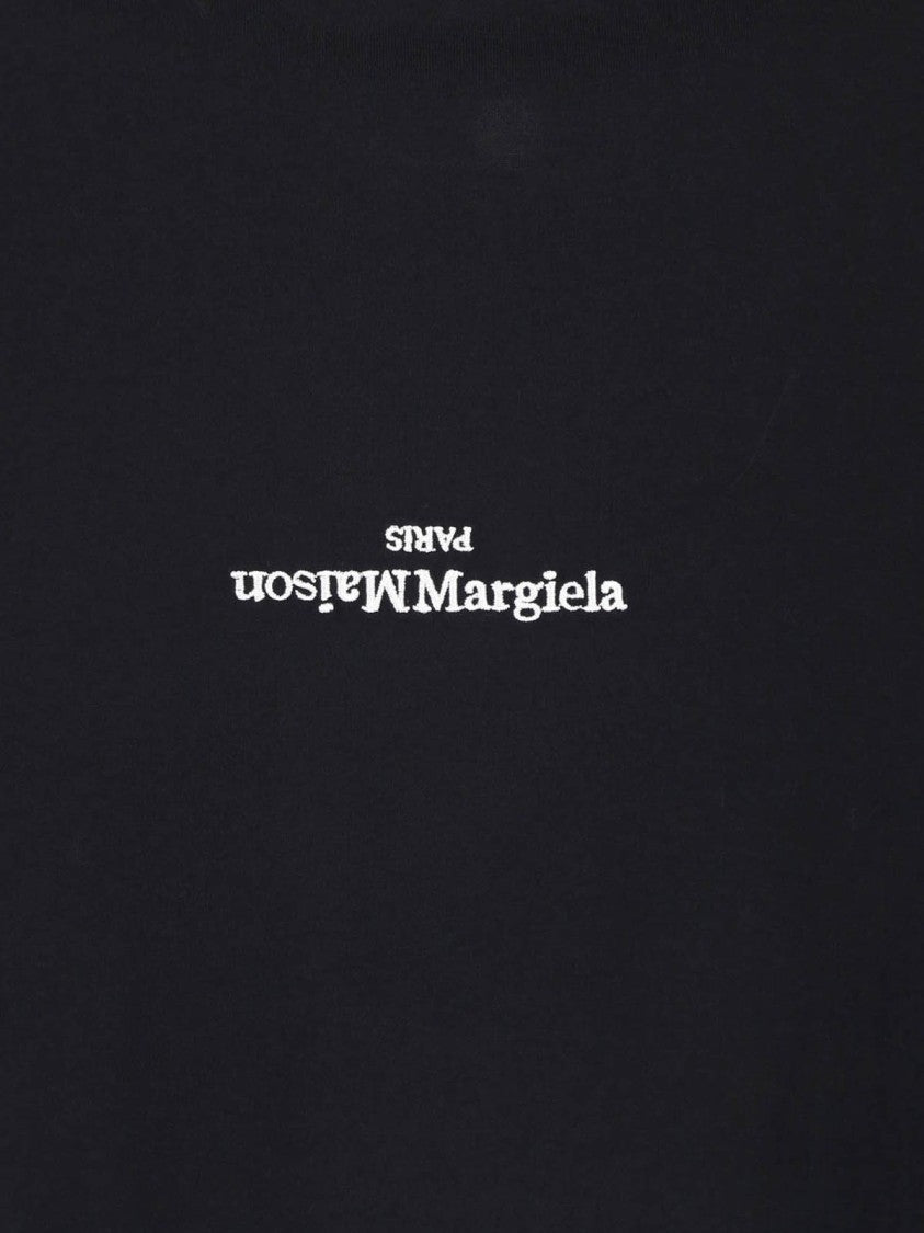 Maison Margiela Black Logo Embroidered Cotton T-Shirt