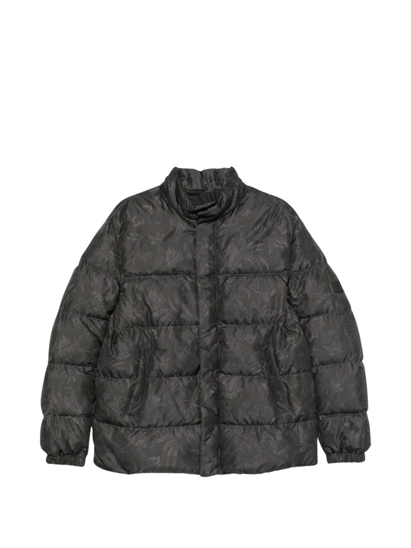 Etro Quilted Down Jacket With High Collar And Floral Pattern
