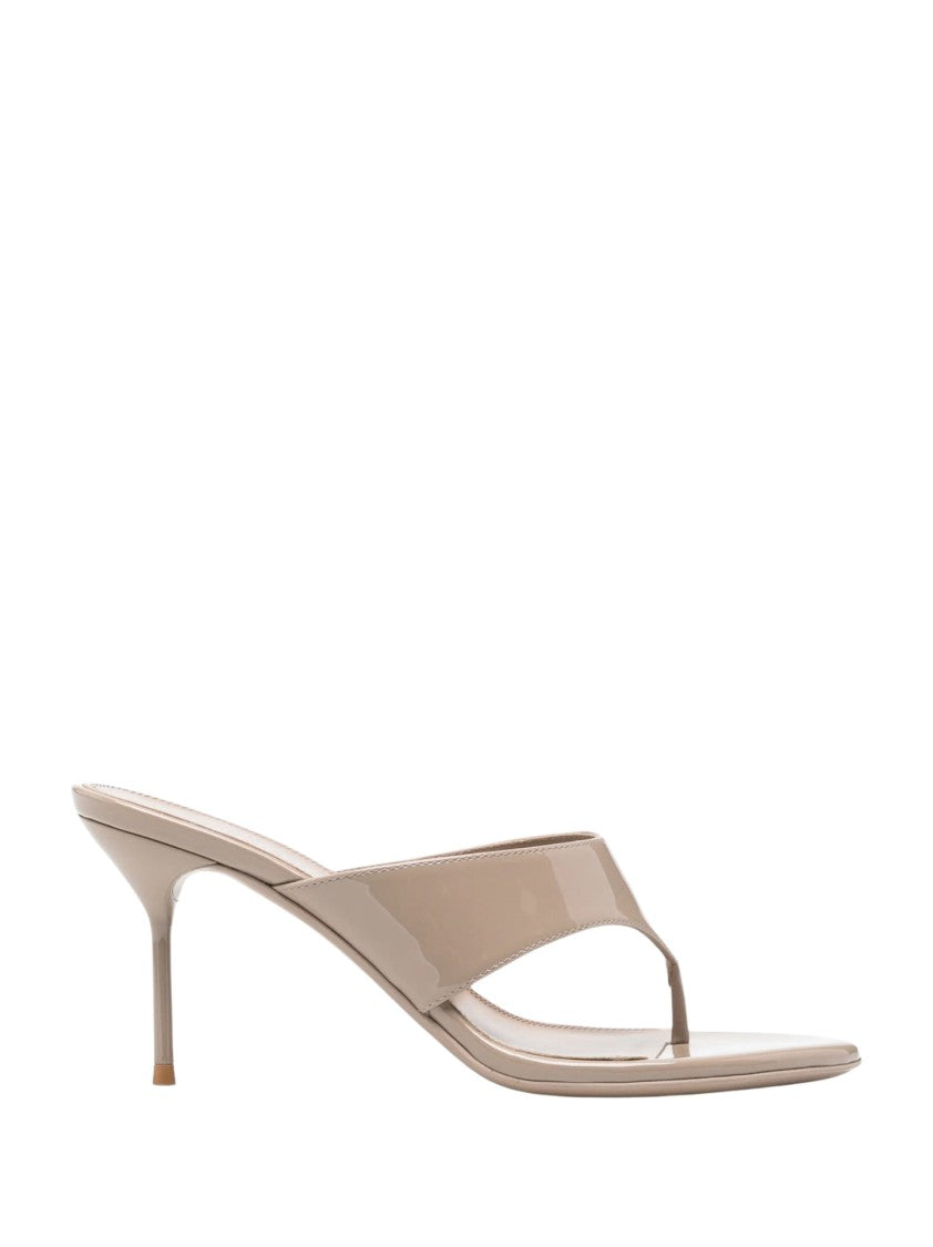 Paris Texas Glossy Finish Thong Strap Sandal With Mid-Height Stiletto Heel