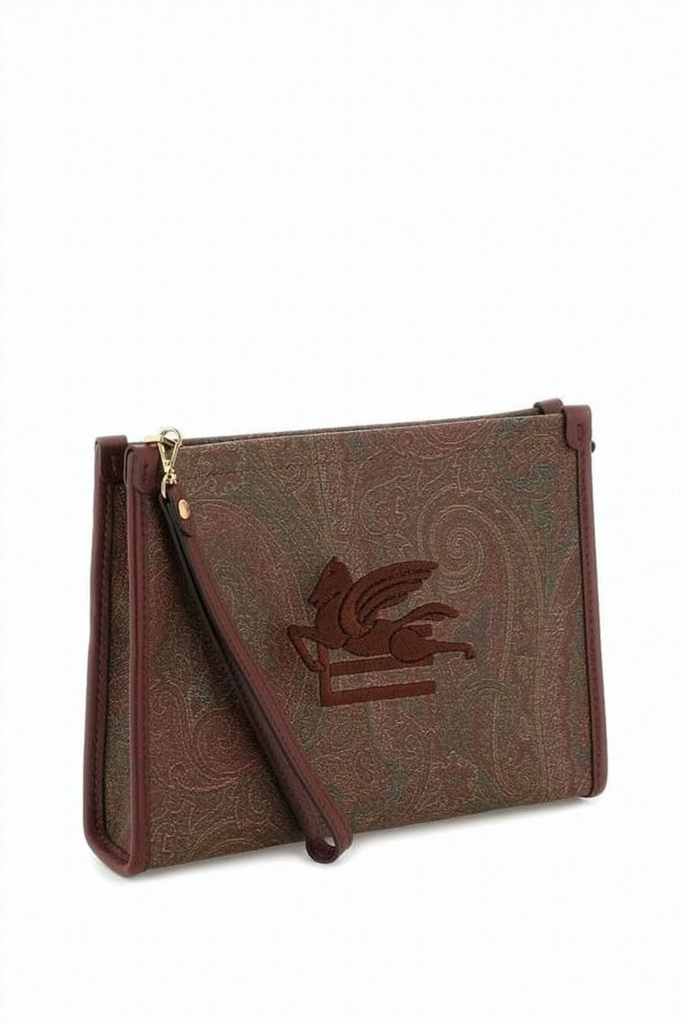 Etro Rectangular Clutch With Paisley Pattern And Gold Hardware