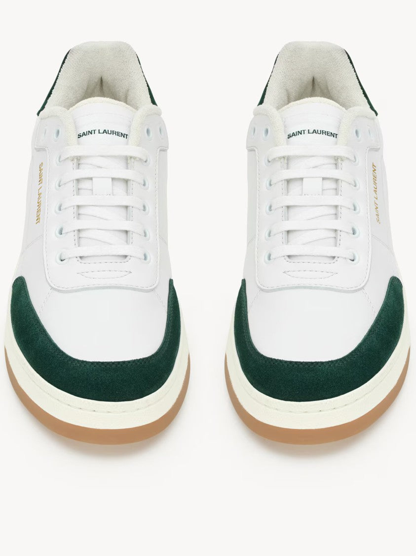 Saint Laurent White Sl/61 Dark Green Sneakers