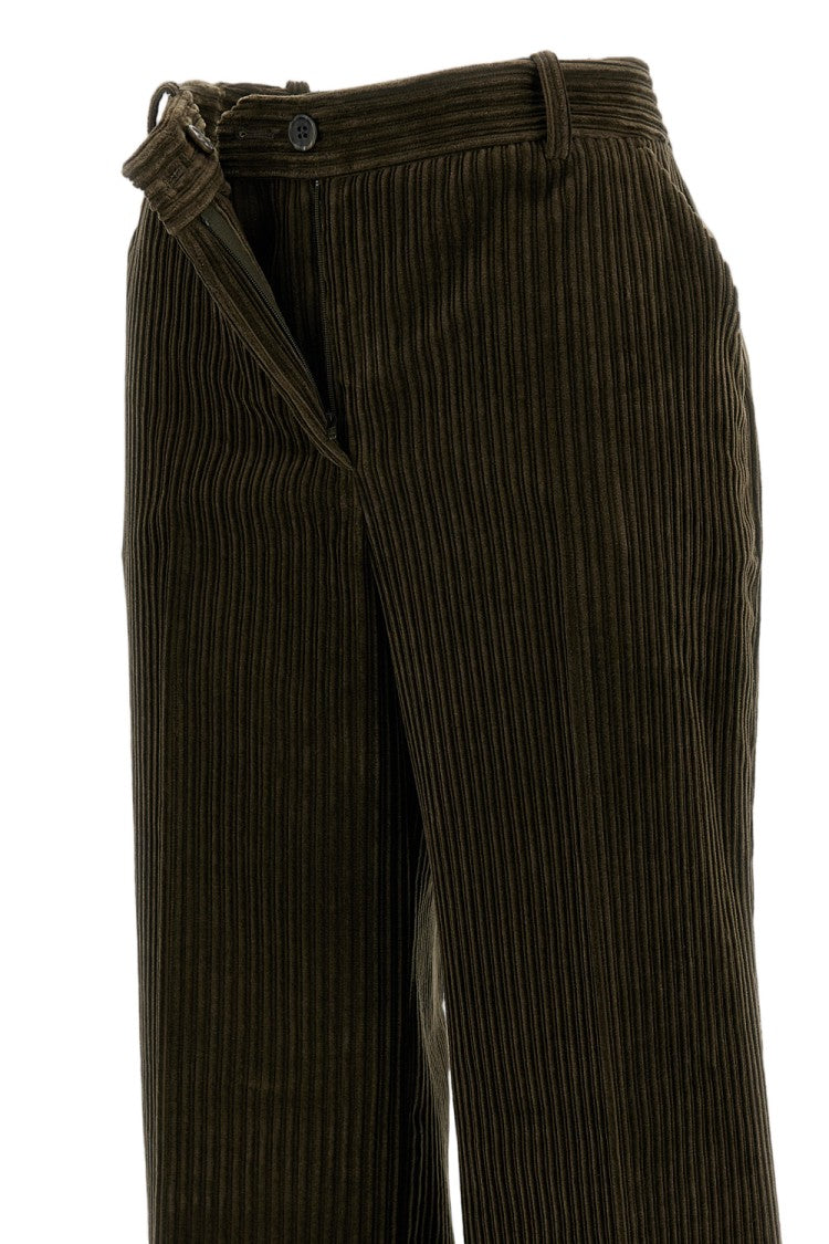 Parosh Textured Corduroy Trousers With Belt Loops