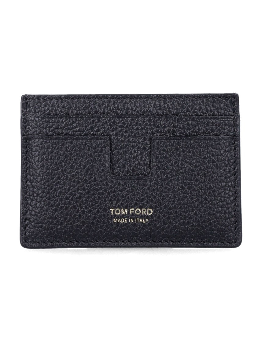 Tom Ford Textured Black Card Holder With Embossed Logo