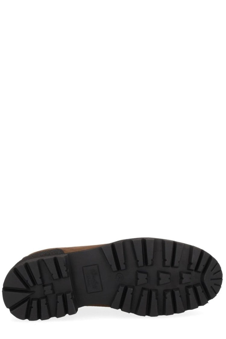 Paraboot Suede Brown Loafers With Textured Accents