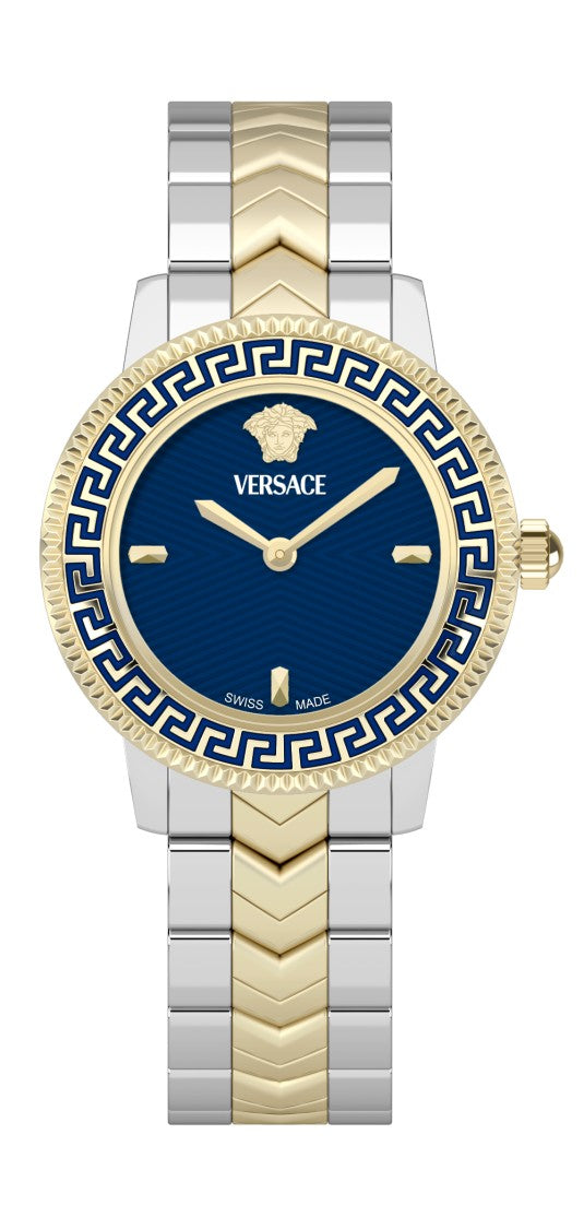 Versace 30Mm Two-Tone Stainless Steel Versace Watch With Blue Dial