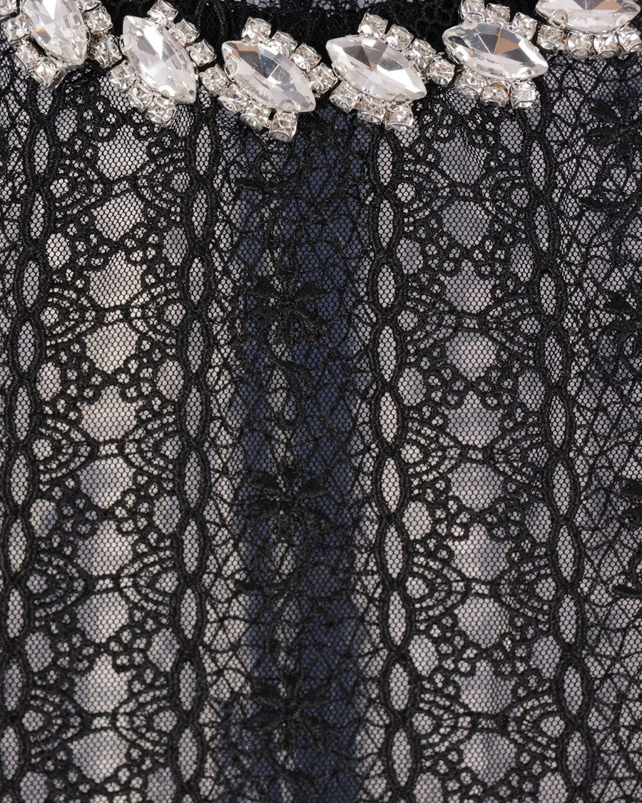 Self-Portrait Floral Lace Top With Crystal Detail