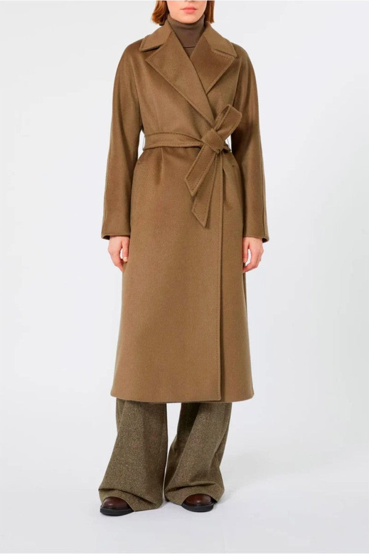 Max Mara Camel Mstsamba Belted Wrap Cashmere-Blend Coat