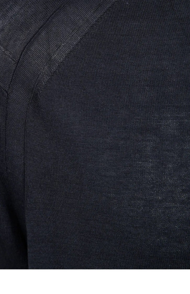 Emporio Armani Luxe Relaxed Black Pullover With Crew Neckline