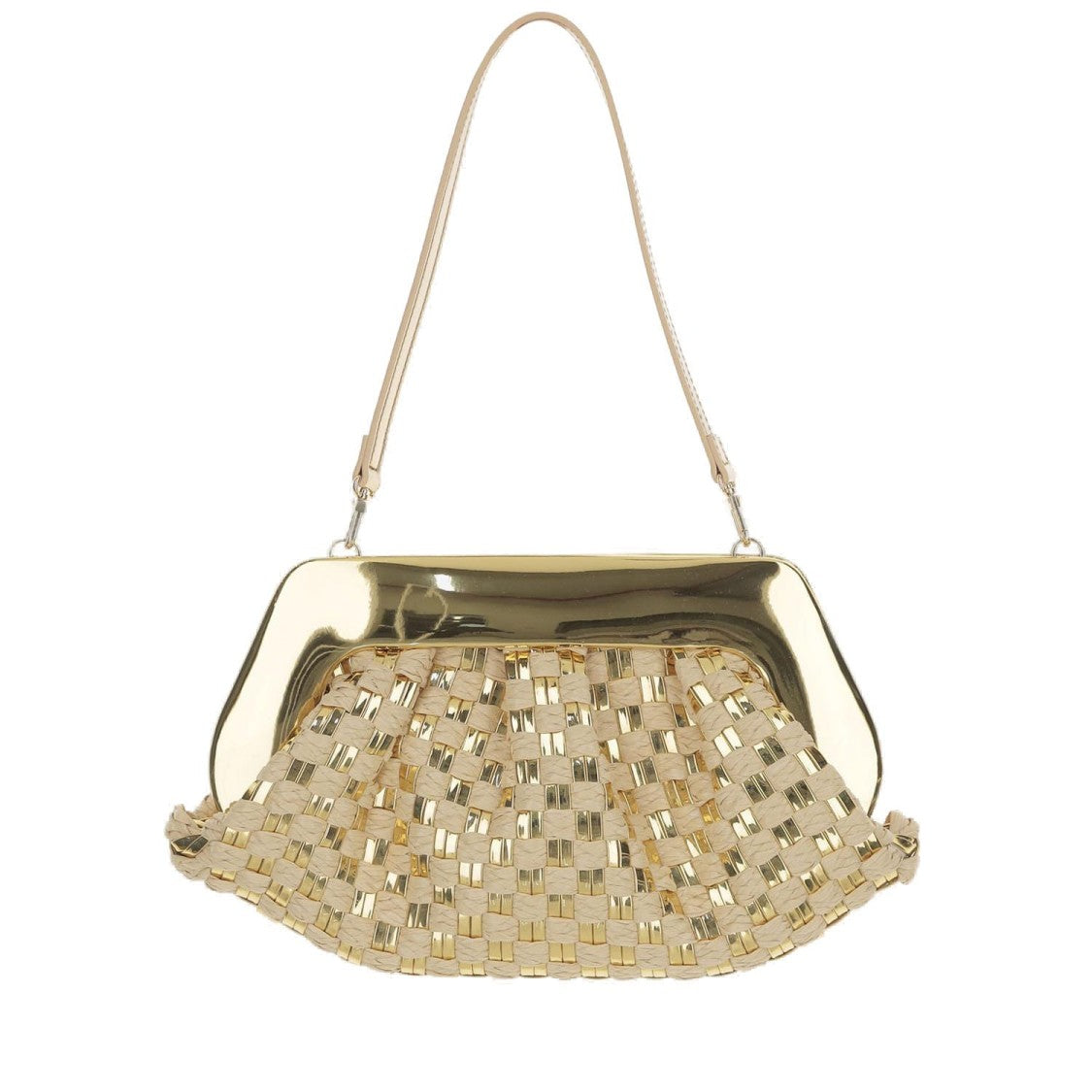 Themoirè Emera Micro Weaved Straw Laminated Clutch Bag