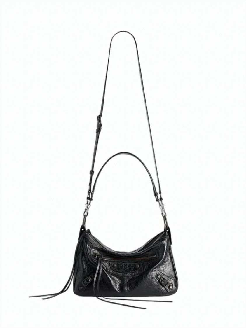 Balenciaga Black Smooth Lambskin Leather Tassel Bag