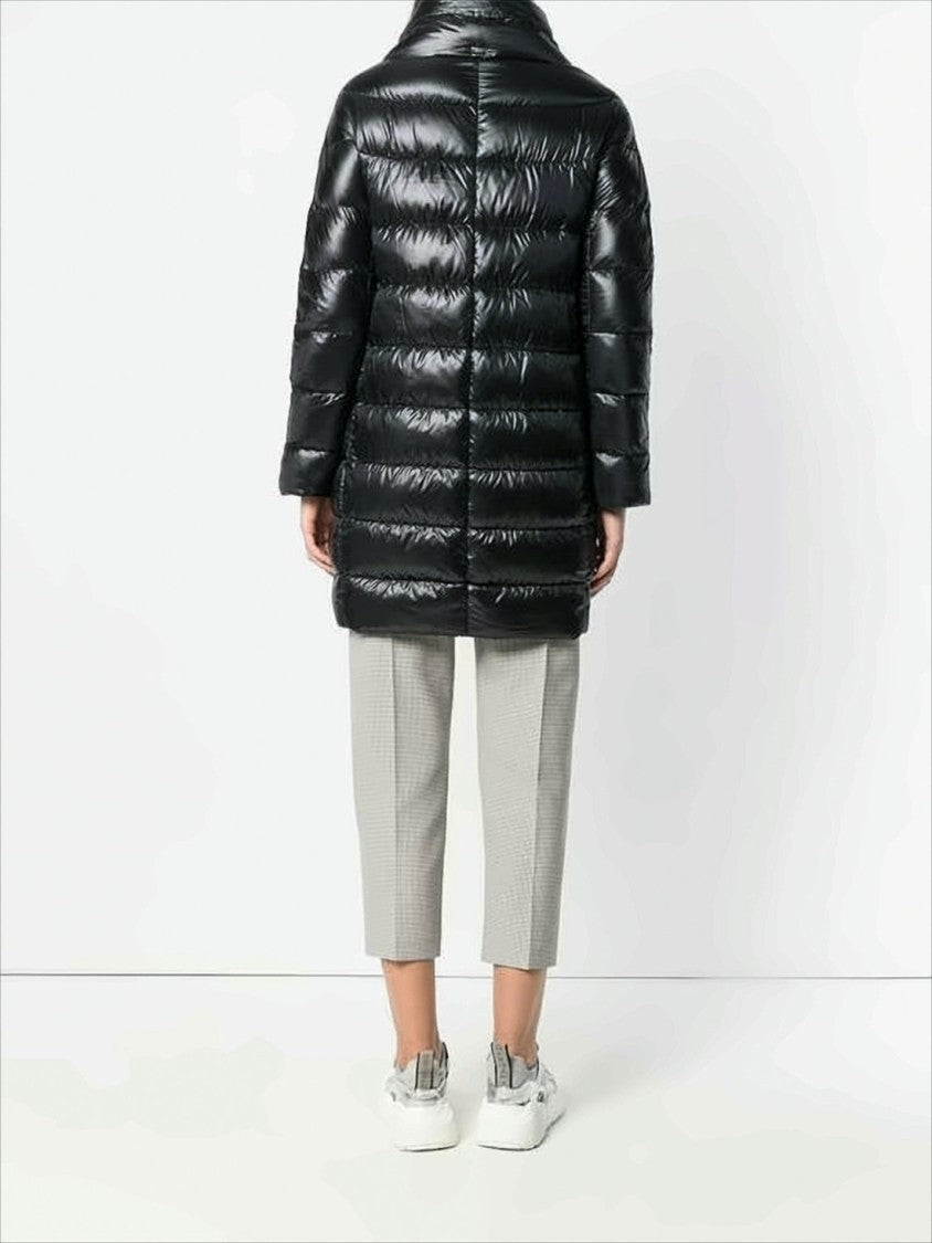 Herno Streamlined Knee-Length Down Coat With High Collar