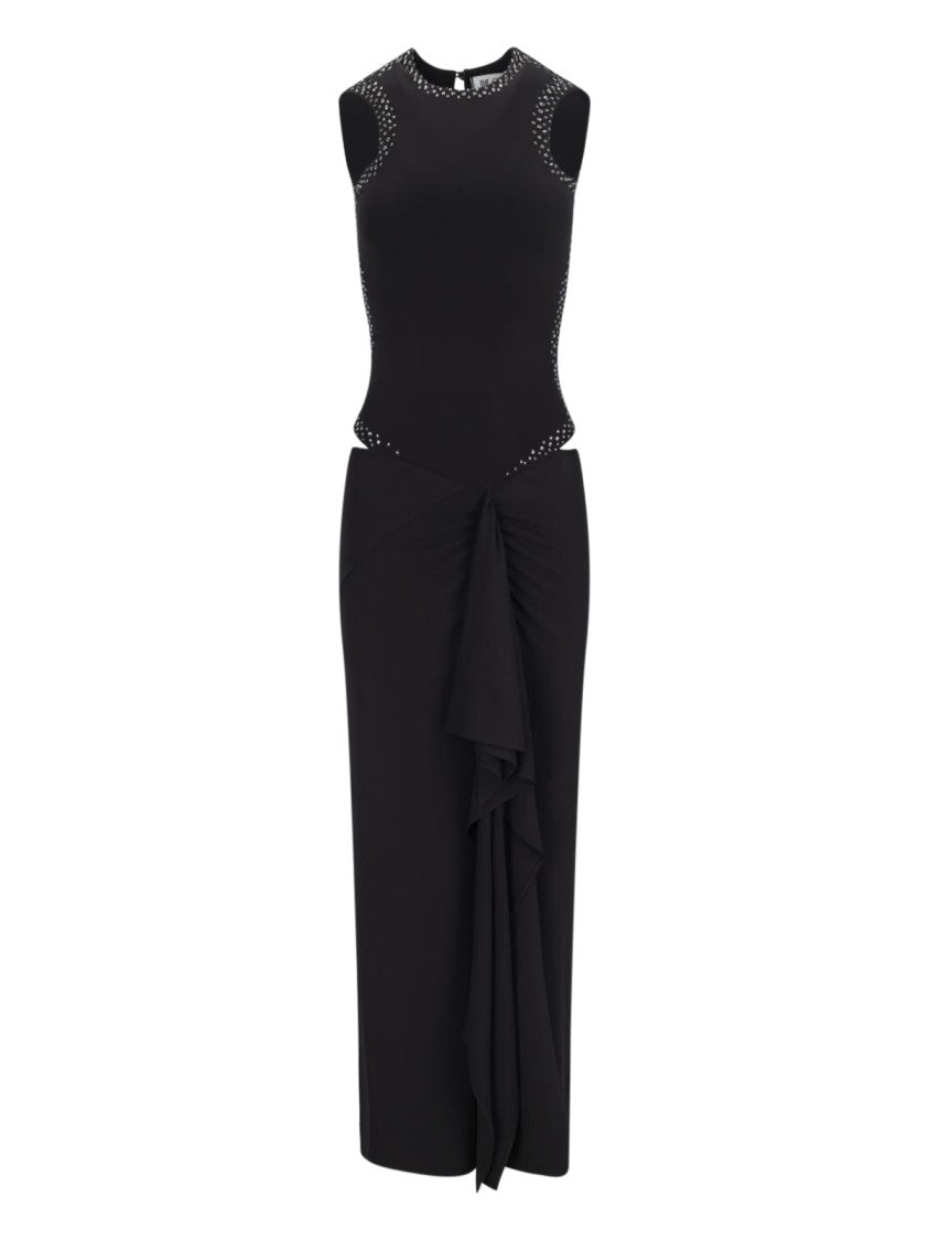 The Attico Strass Cut-Out Midi Dress – Black