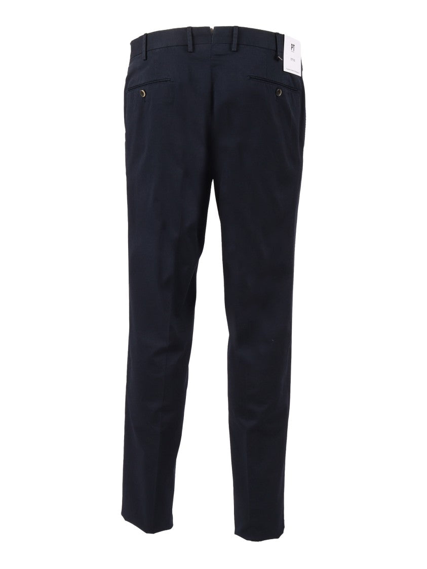 Pt01 Slim-Fit Flat Front Pants With Diagonal Pockets