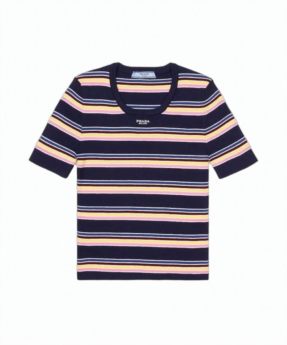 Prada Cropped Short-Sleeved Knit Top