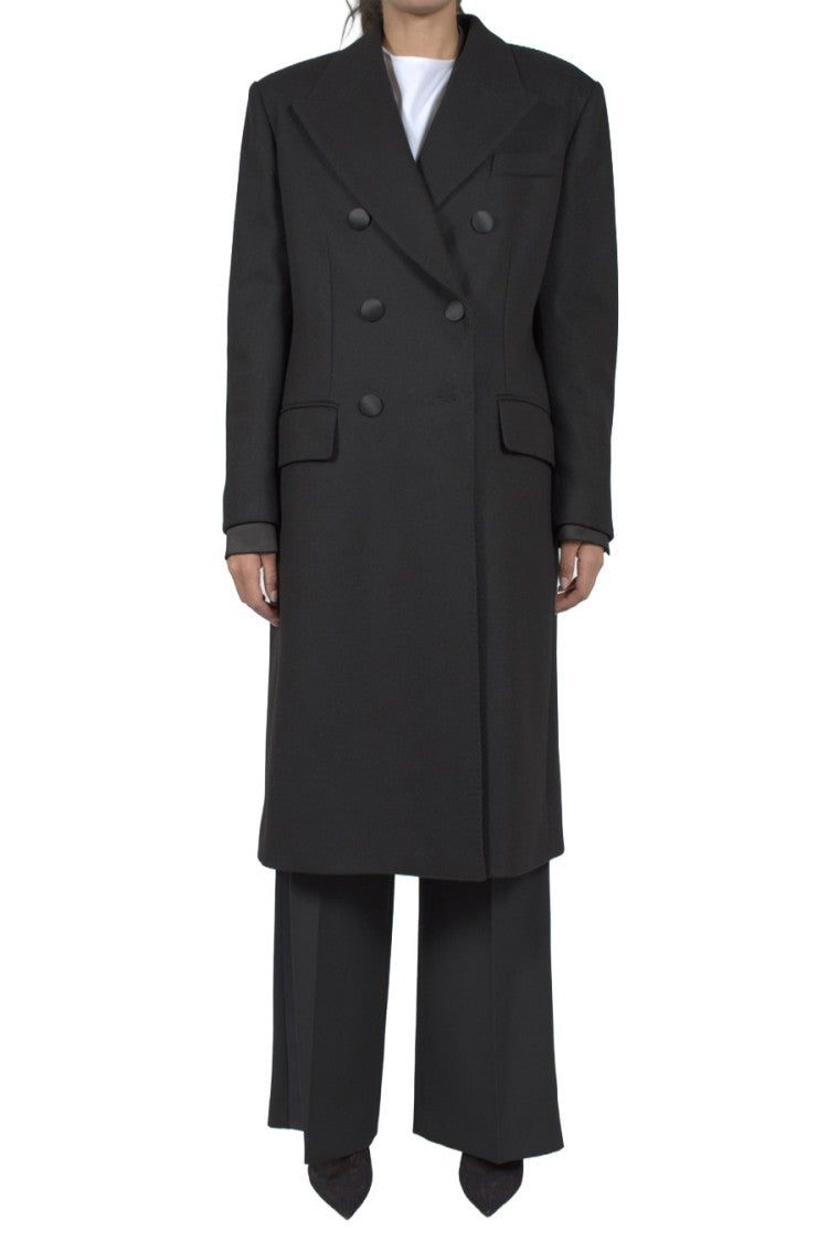 Dolce & Gabbana Black Double-Breasted Virgin Wool-Blend Coat
