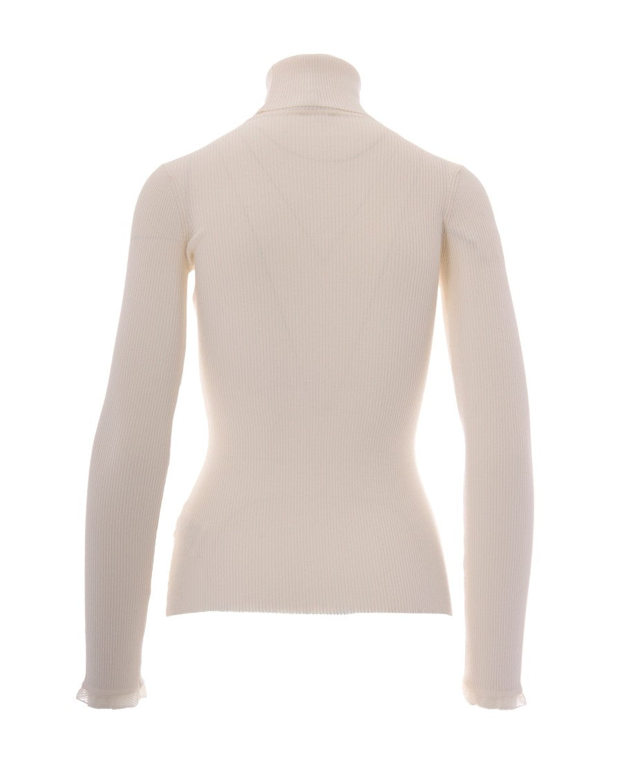 Elisabetta Franchi Slim-Fit Turtleneck Sweater With Ruffled Cuffs