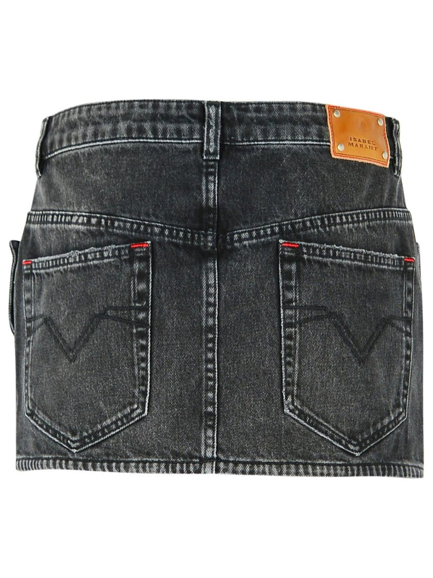 Isabel Marant 'Ralma' Skirt In Washed Black Cotton