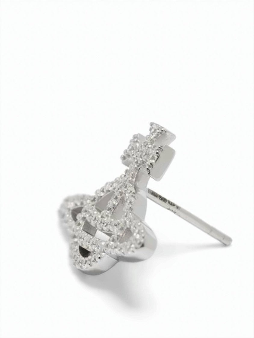 Vivienne Westwood Platinum White Cz Orb Earrings