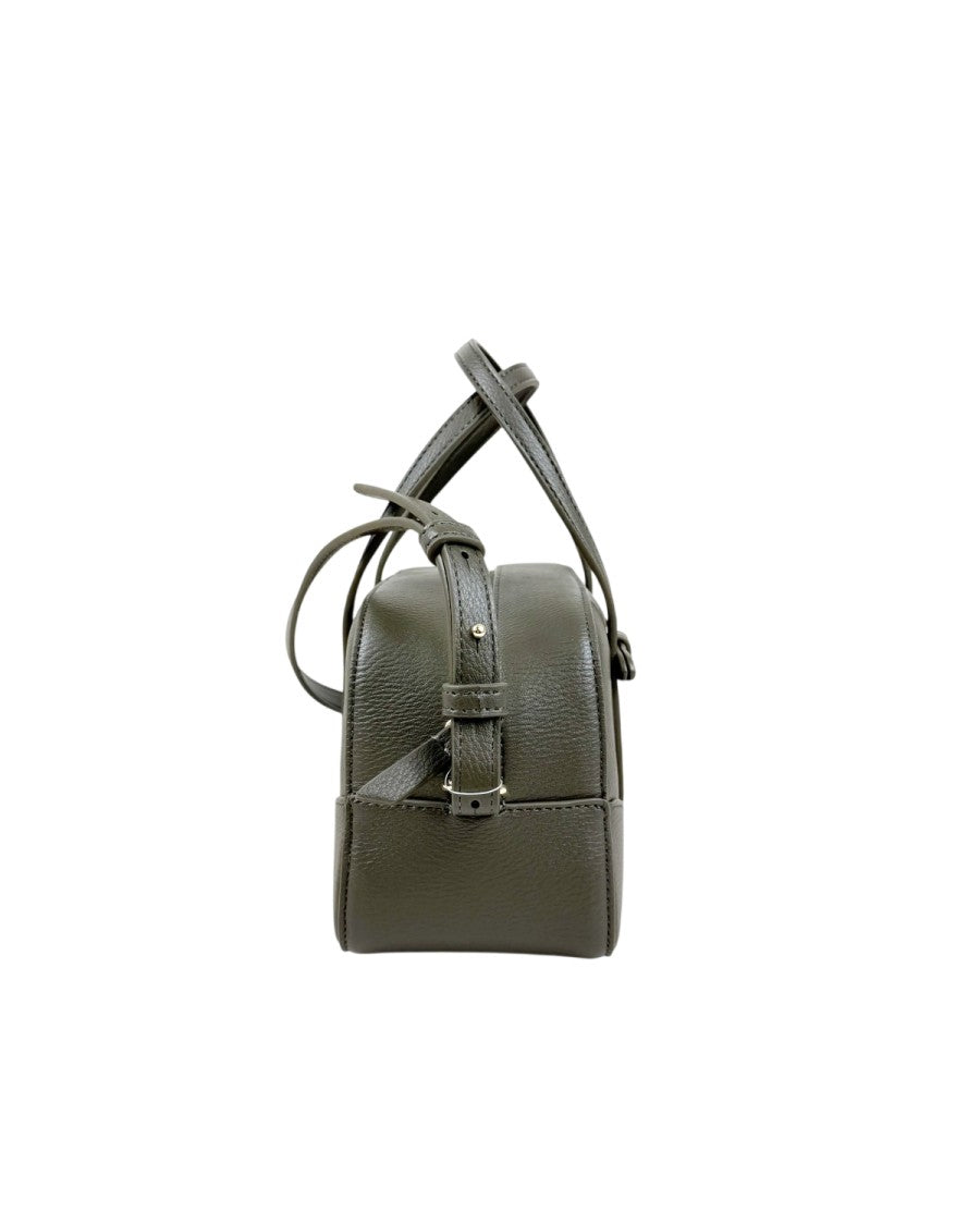 Armani Exchange Polished Grey Synthetic Leather Shoulder Bag