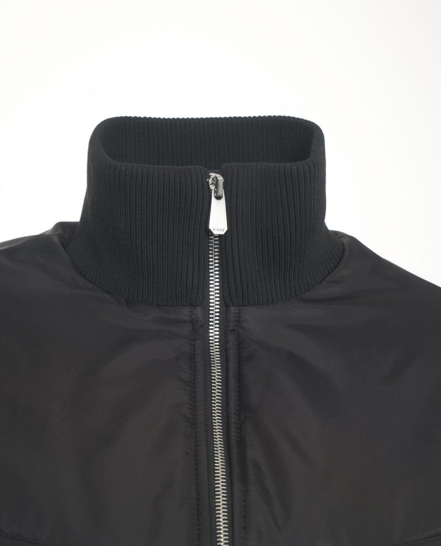 Pinko Cropped Bomber Jacket With Gathered Sleeves