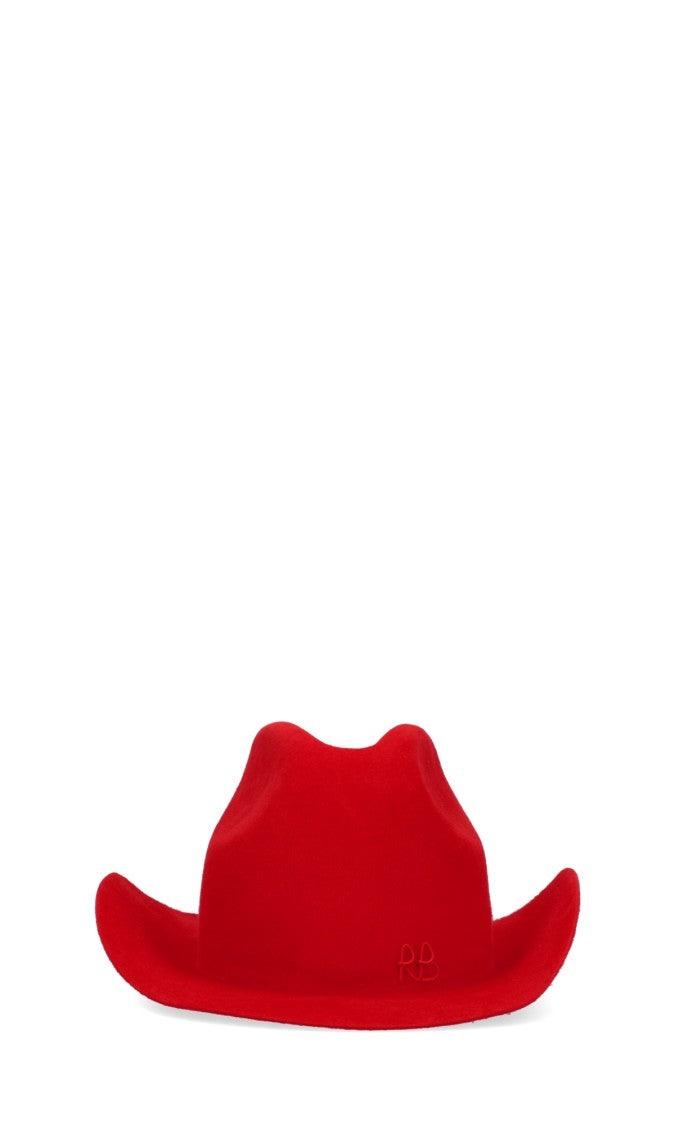 Ruslan Baginskiy Wide-Brimmed Red Hat With Wavy Brim Design